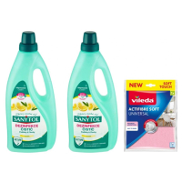 SANYTOL univerz�l 2x1l na podlahy citrus + utierka VILEDA