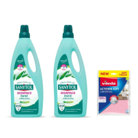 SANYTOL univerz�l 2x1l na podlahy eukalyptu + univerz�na utierka VILEDA